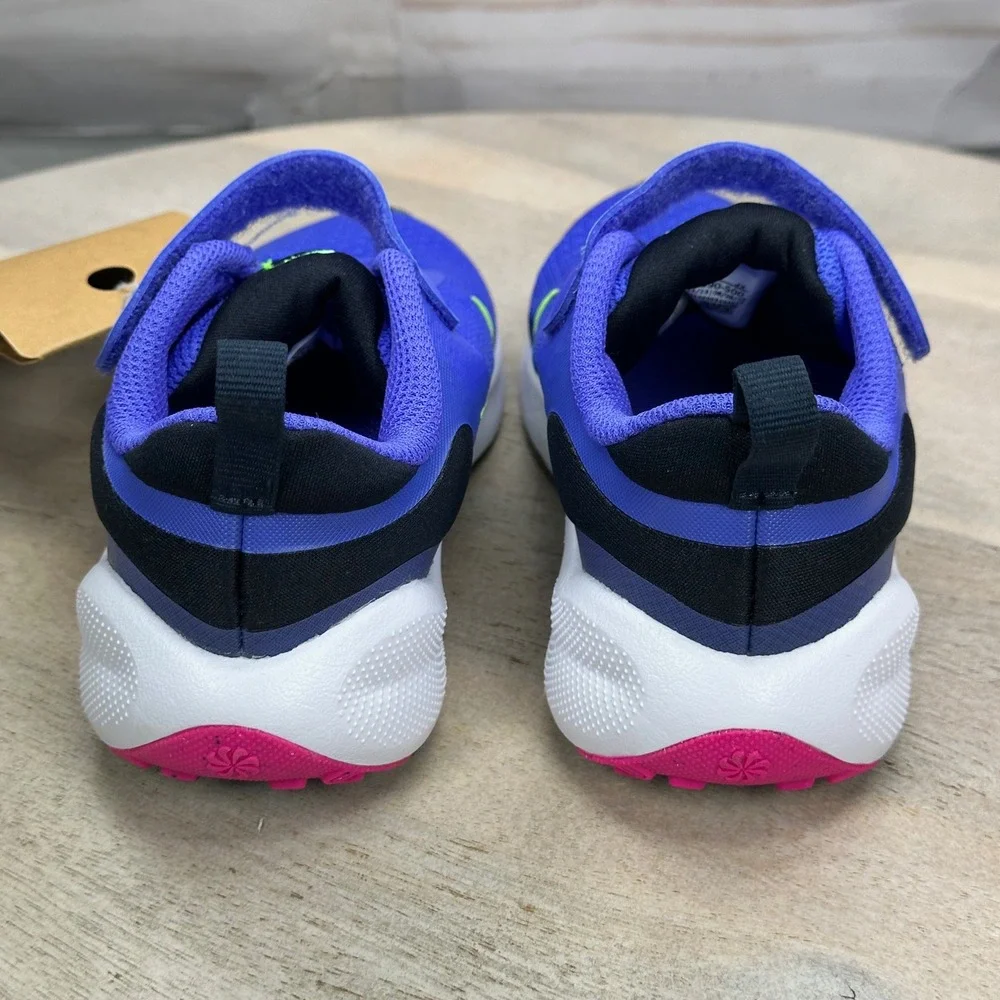 Nike Revolution 7 Kids Sneakers Blue Lime Blast FB7690-500 10C